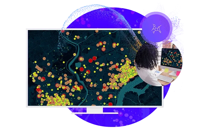 Laptop with ArcGIS graphics