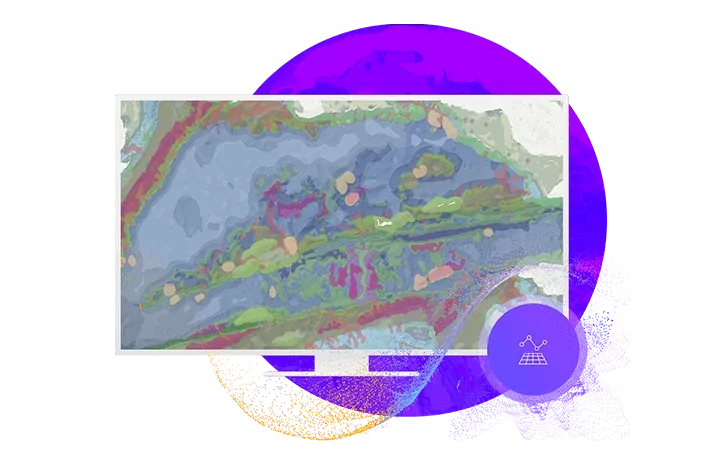 Desktop computer with mapping graphic