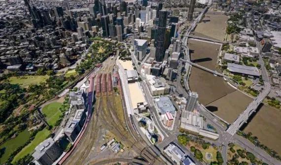 Aerial of Roma Street Station, Brisbane