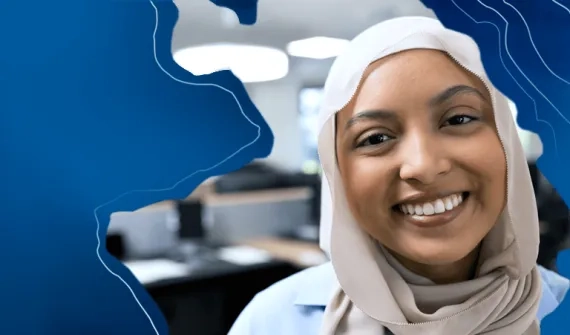 Smiling woman in office
