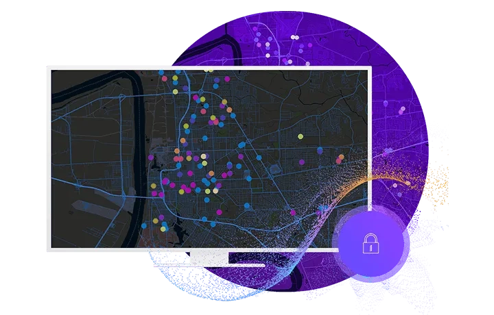 Desktop computer with mapping graphic